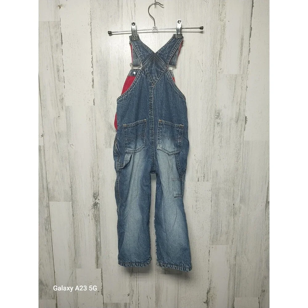 OLD NAVY DENIM JEAN JEANS FLEECE LINED OVERALLS  2T